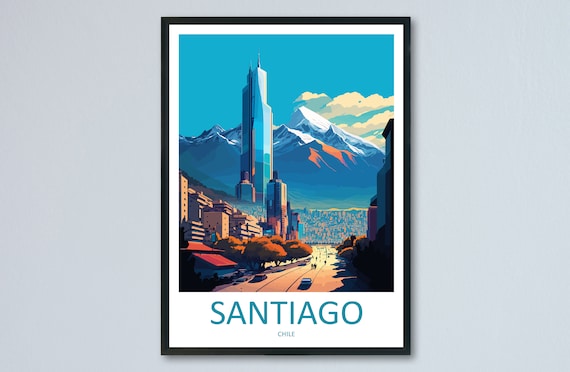 Santiago Travel Poster, Chile Wall Art Print