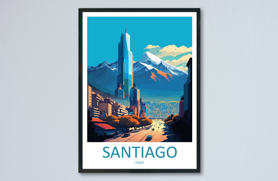 Santiago Travel Poster, Chile Wall Art Print