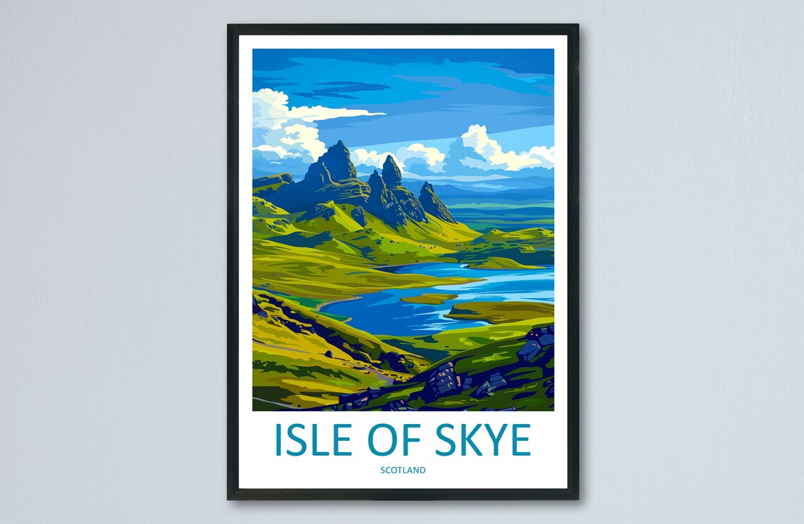 Isle of Skye Travel Poster, Scotland Landscape Art