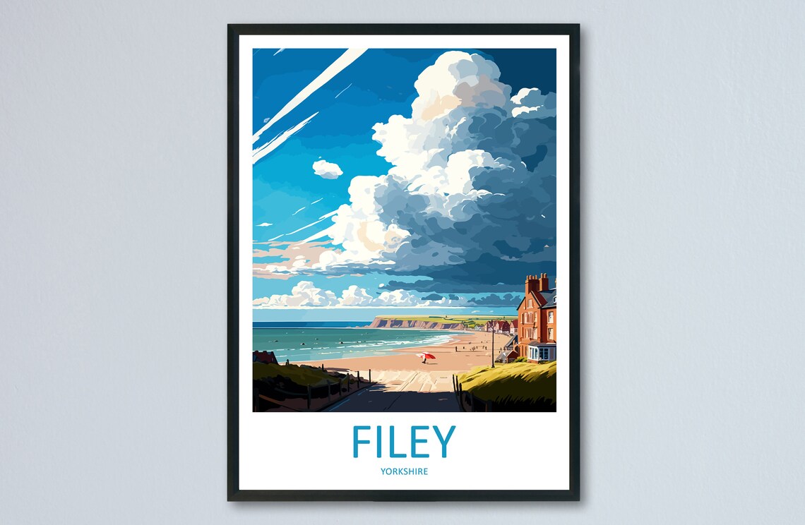 Filey Travel Poster, Yorkshire England Place Print
