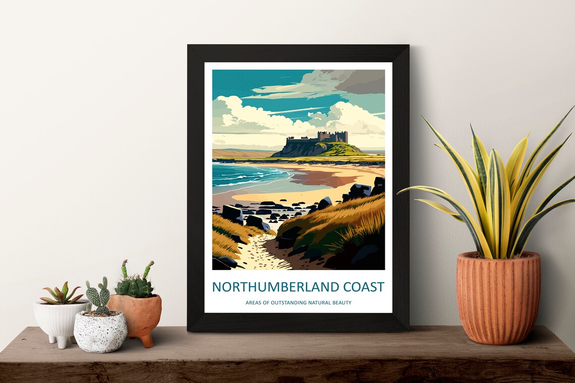 Northumberland Coast Travel Poster, Place Wall Art - Image 3