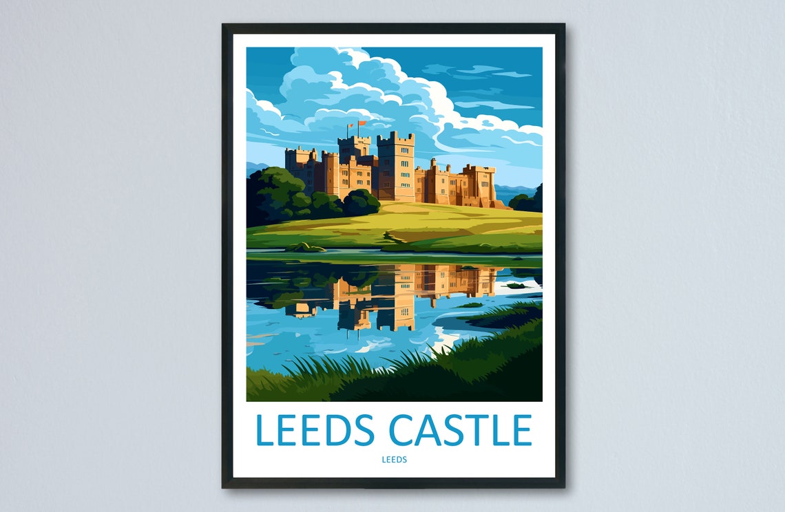 Leeds Castle Kent Moated Lake Reflection Countryside Art Poster