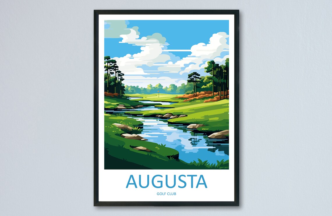 Augusta Golf Club Creek and Pines Championship Fairway Scene Poster