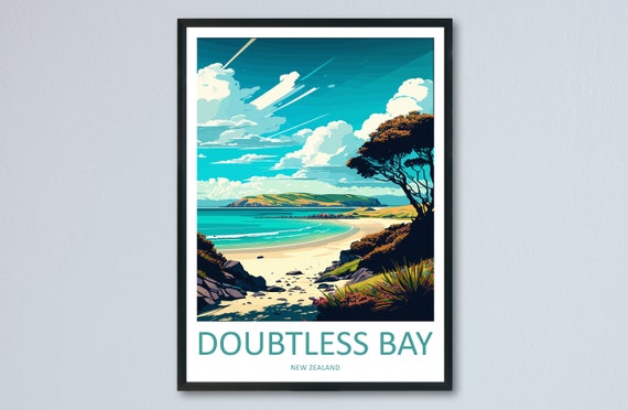 Doubtless Bay Travel Poster, New Zealand Wall Art