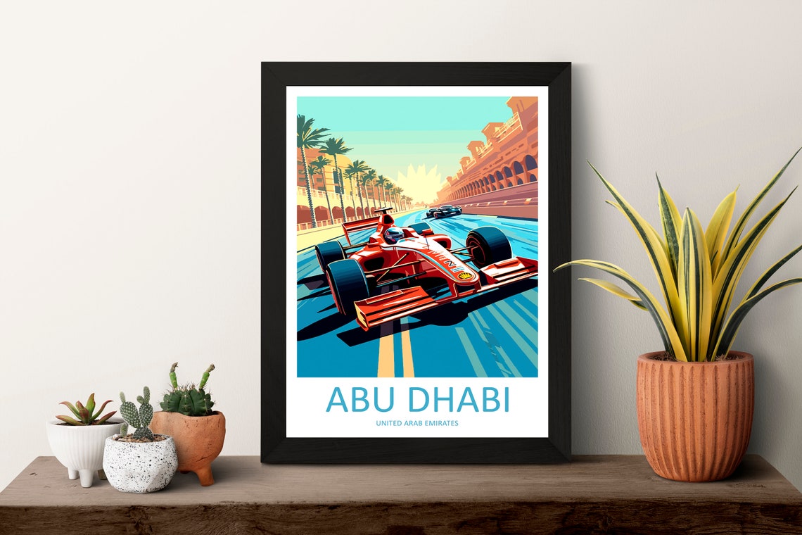 Abu Dhabi Travel Print Wall Decor Abu Dhabi Circuit Poster Motorsport Travel Print Art Print Racing Illustration Uae Race Car Travel Art - Image 3