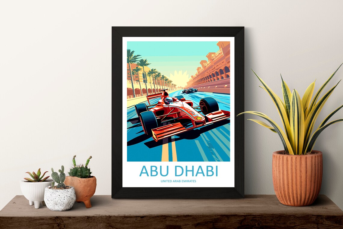 Abu Dhabi UAE Formula Race Cars Track Motorsport Travel Poster - Image 3