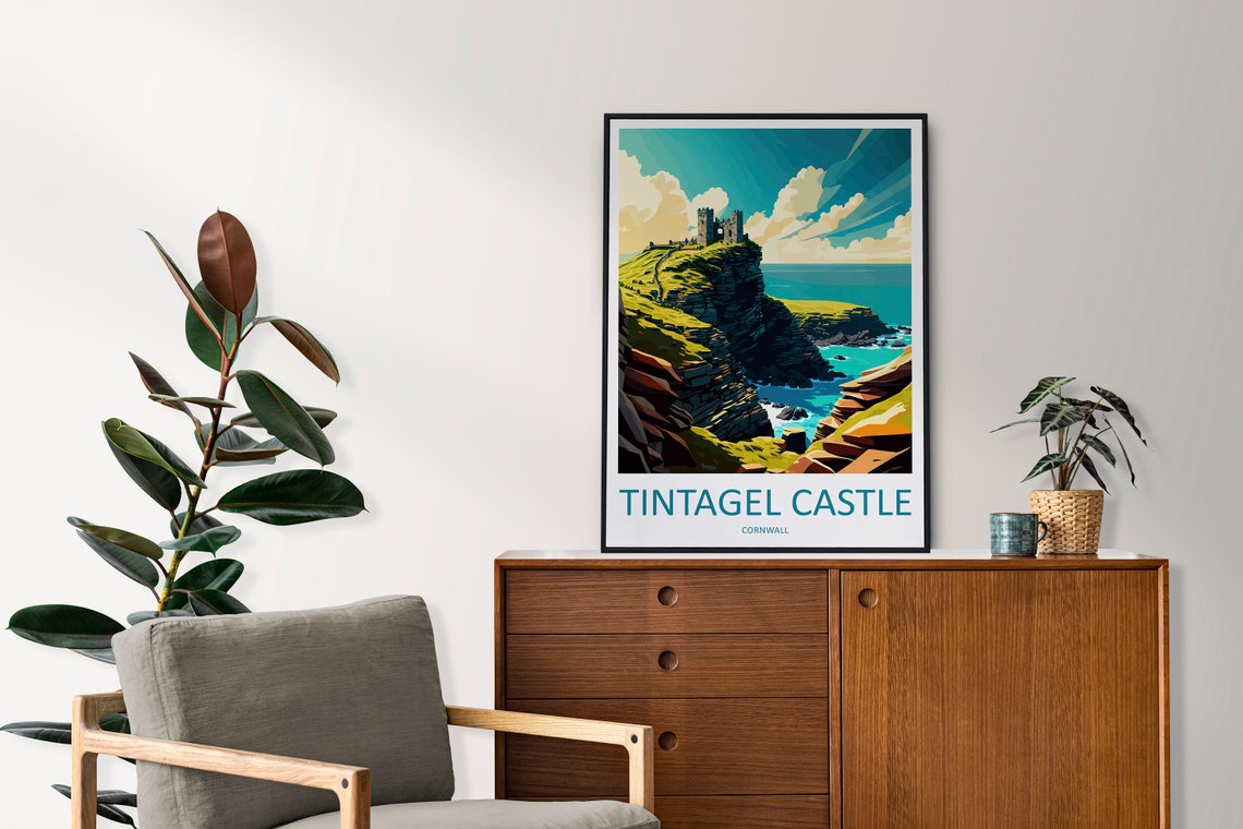 Tintagel Castle Cornwall Dramatic Cliff Coastline Travel Poster - Image 2