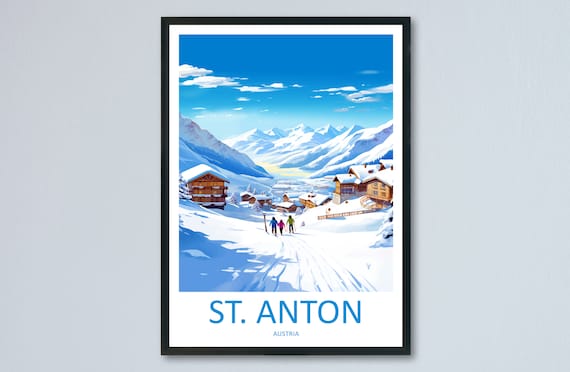 St. Anton Austria Snowy Alpine Ski Village Winter Travel Poster