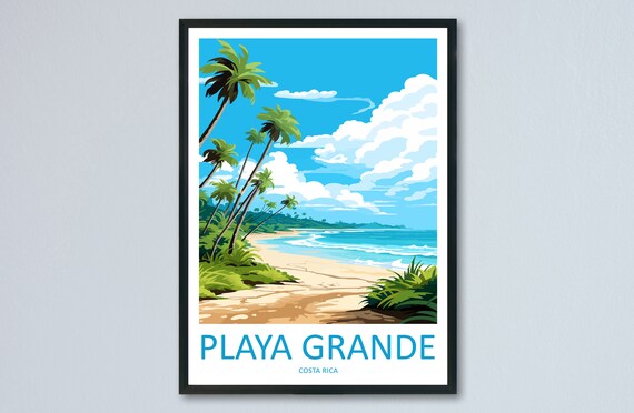 Playa Grande Costa Rica Palm Lined Tropical Surf Beach Poster