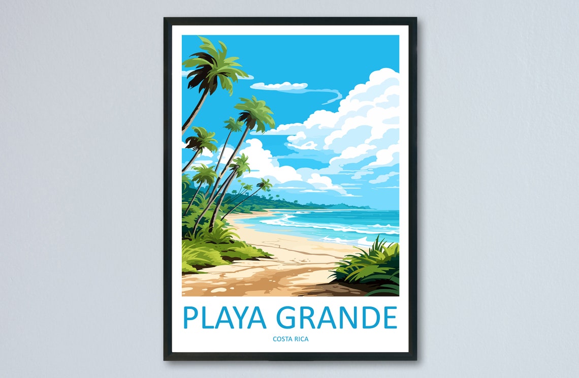 Playa Grande Costa Rica Palm Lined Tropical Surf Beach Poster