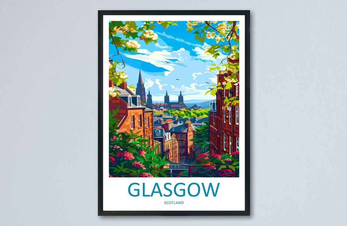 Glasgow Travel Poster, Scotland Wall Art Print