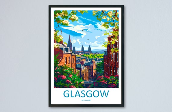Glasgow Travel Poster, Scotland Wall Art Print