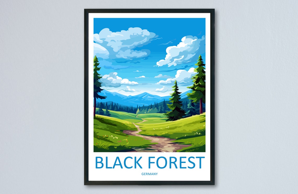 Black Forest Pine Meadow Scenic Country Path Germany Travel Poster