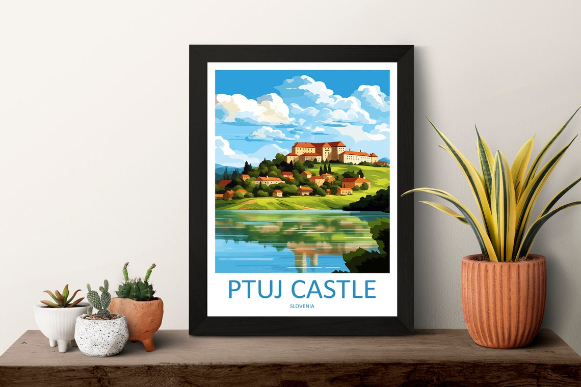Ptuj Castle Slovenia Riverside Hilltop Town Reflection Poster - Image 3