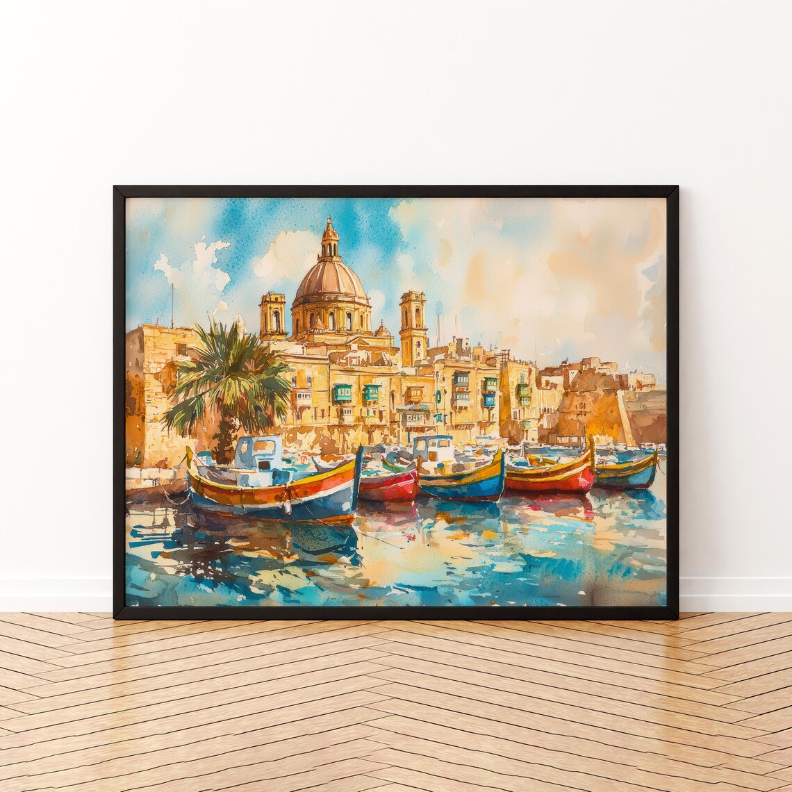 Malta Watercolor Poster, Travel Landscape Art Print