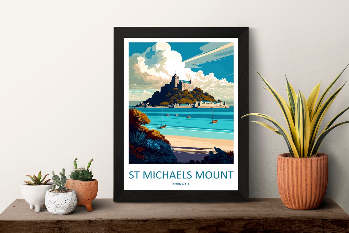 St Michaels Mount Cornwall Castle Island Turquoise Sea Poster - Image 3