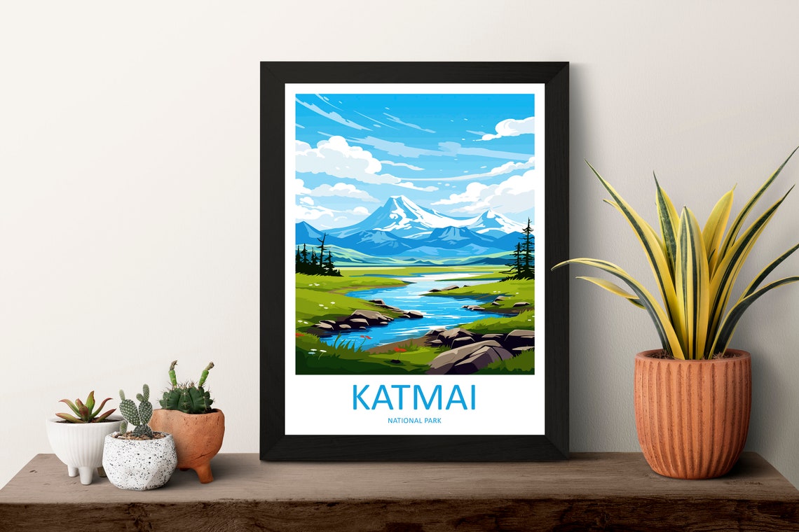 Katmai National Park River Valley Wildflower Meadow Scenic Poster - Image 3
