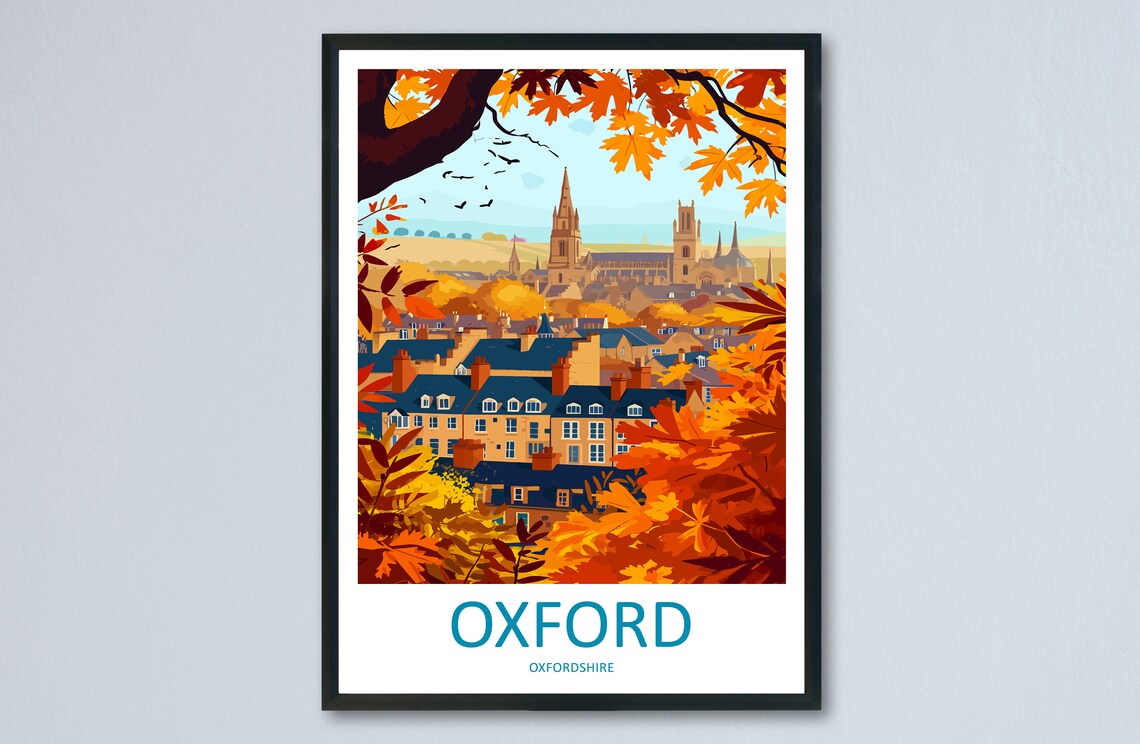 Oxford Vintage Style Autumn City View In Warm Tones Travel Poster