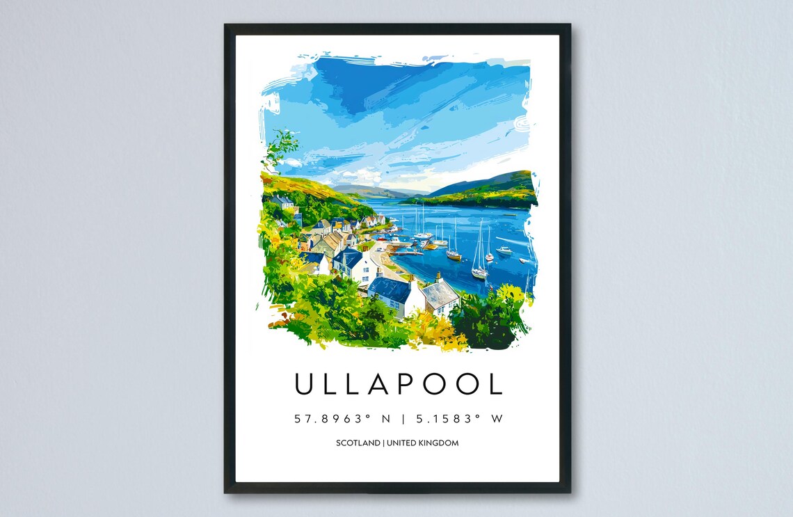 Ullapool Harbour Fishing Village Scottish Highlands Coast Art Poster