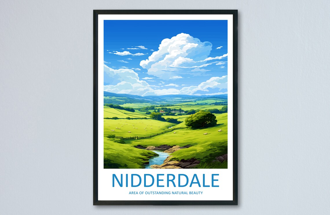 Nidderdale Travel Poster, AONB Wall Art Print