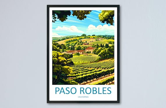 Paso Robles Wine Country Rolling Green Vineyards Travel Poster