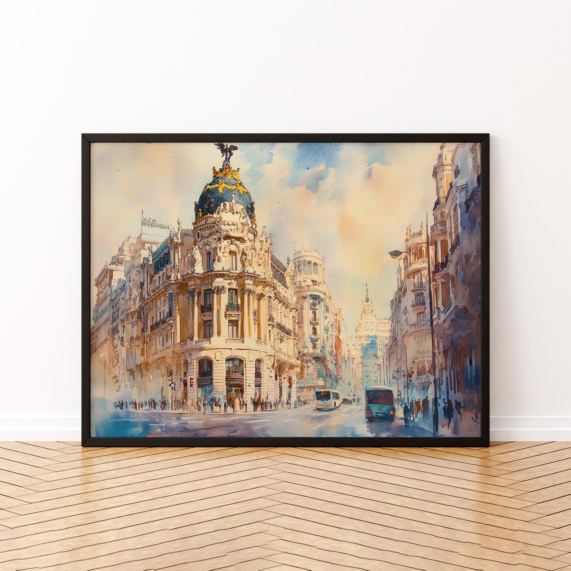 Madrid Watercolor Poster Wall Art Hanging Home Dcor Gift Lovers Spain