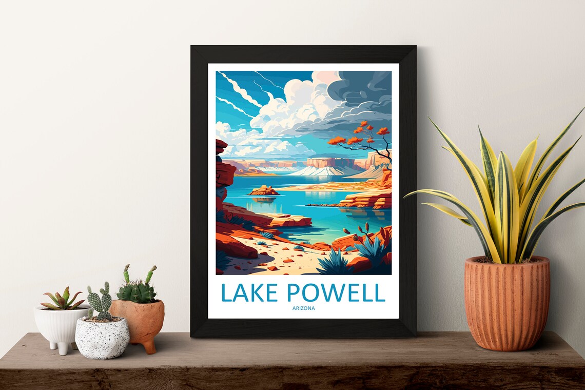 Lake Powell Arizona Red Rock Desert Canyons Turquoise Water Poster - Image 3