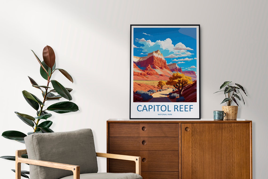 Capitol Reef National Park Utah Red Rock Vintage Travel Poster - Image 2