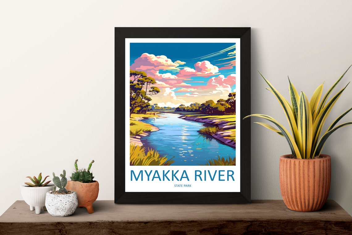 Myakka River State Park Florida Colorful Illustrated Travel Poster - Image 3