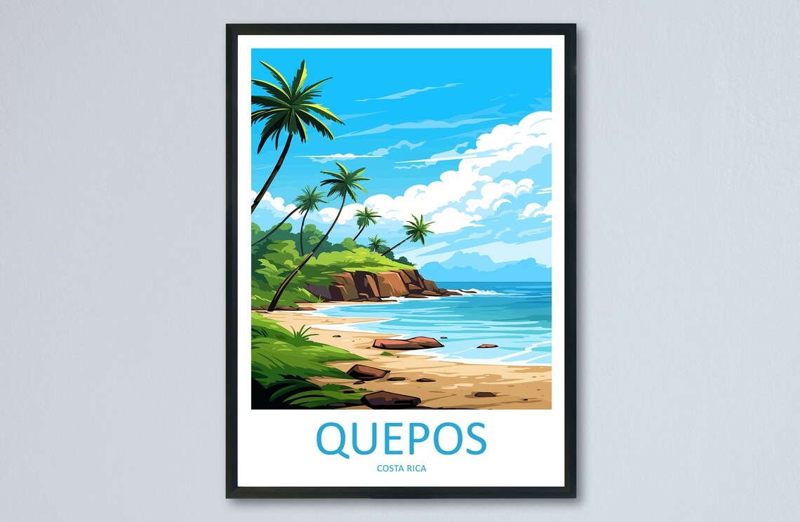 Quepos Travel Print Wall Art Quepos Wall Hanging Home Dcor Quepos Gift Art Lovers Costa Rica Wall Art Costa Rica Travel Poster Art