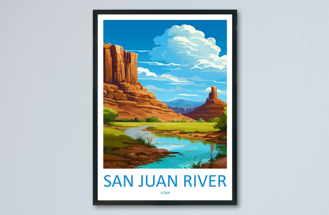 San Juan River Utah Red Rock Canyon Cliffs Winding River Poster