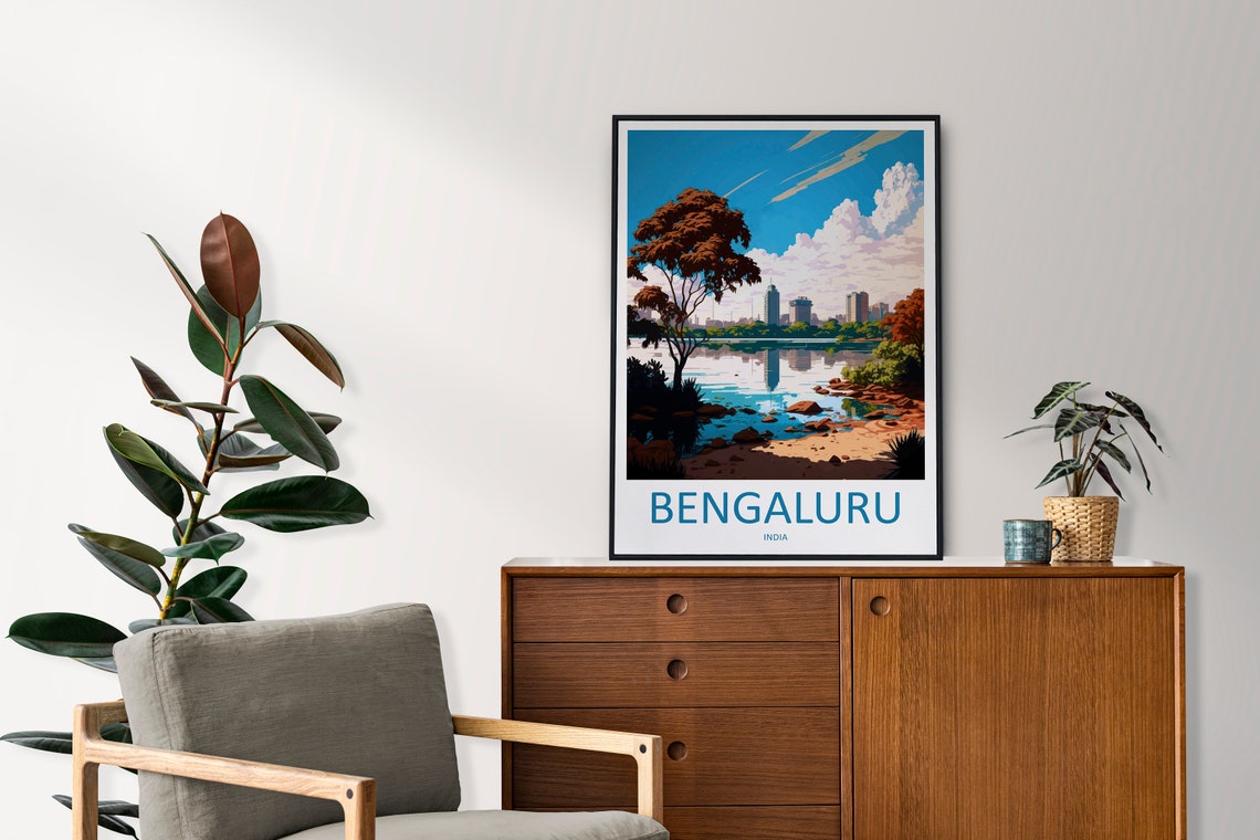 Bengaluru Lake City Skyline India Lakeside View Travel Poster - Image 2