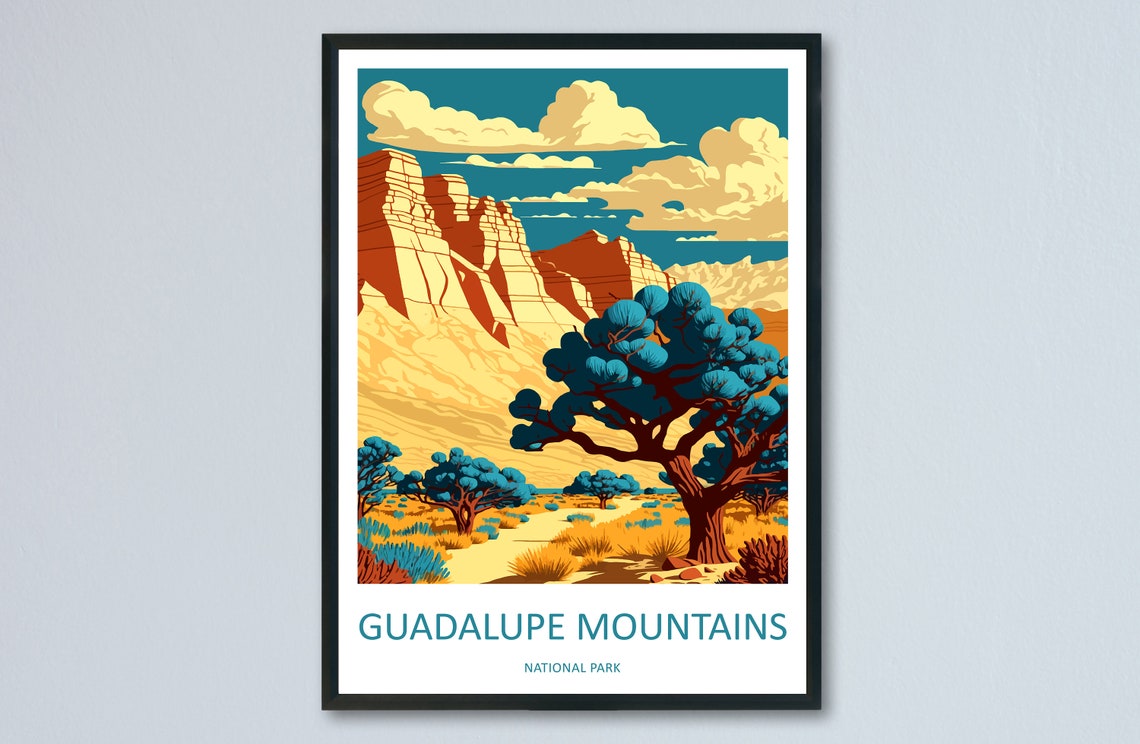 Guadalupe Mountains National Park Desert Cliffs Travel Poster