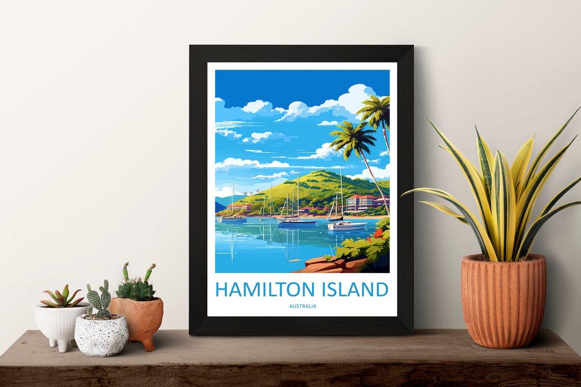 Hamilton Island Australia Marina Sailboats Tropical Travel Poster - Image 3