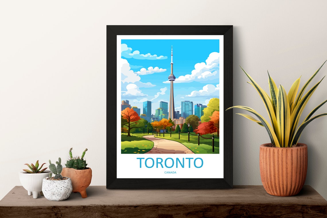 Toronto Canada CN Tower Autumn Park Downtown Skyline Travel Poster - Image 3