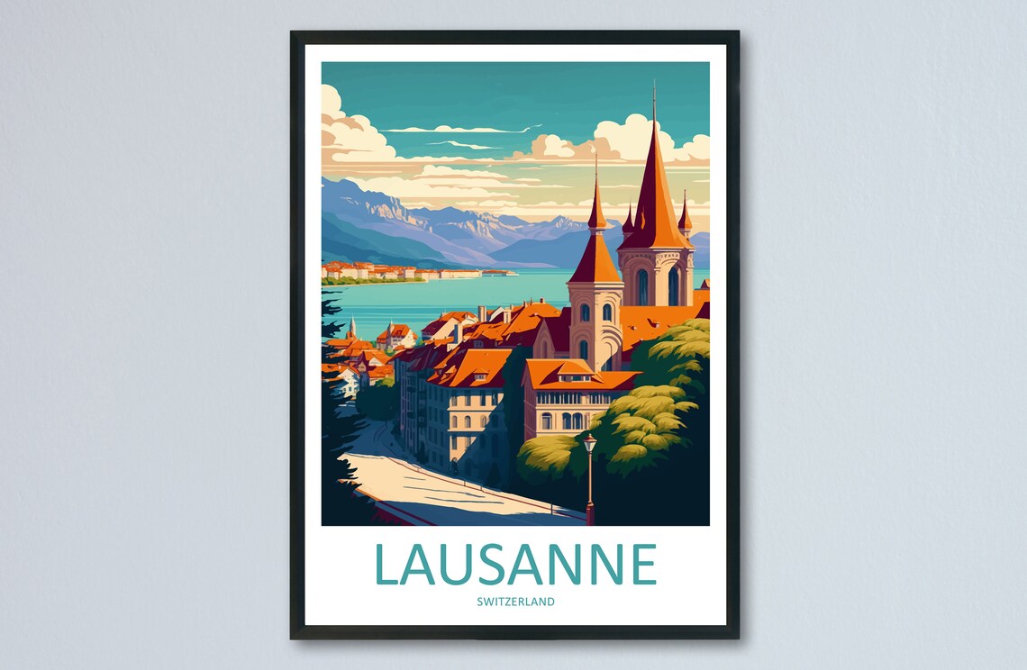 Lausanne Travel Poster, Switzerland Wall Art