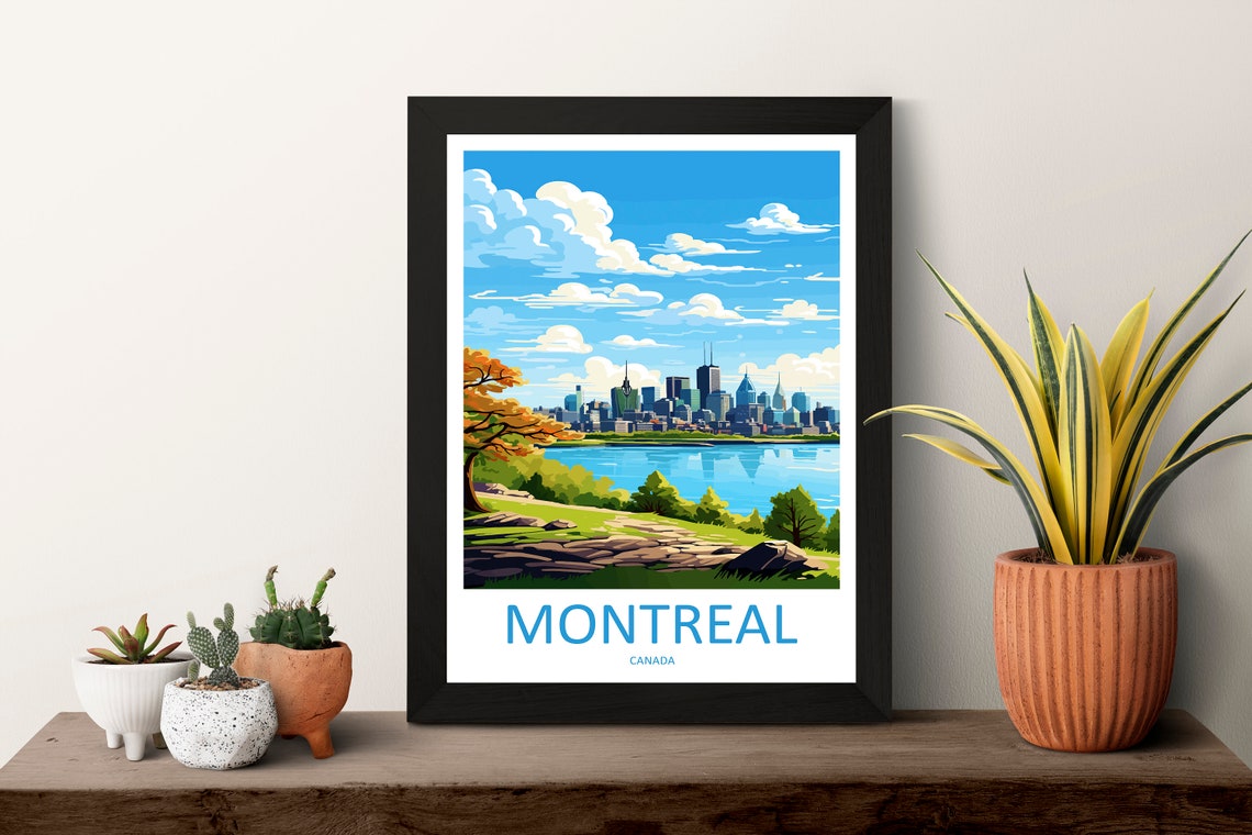 Montreal Canada Downtown Skyline Waterfront Summer Scene Poster - Image 3