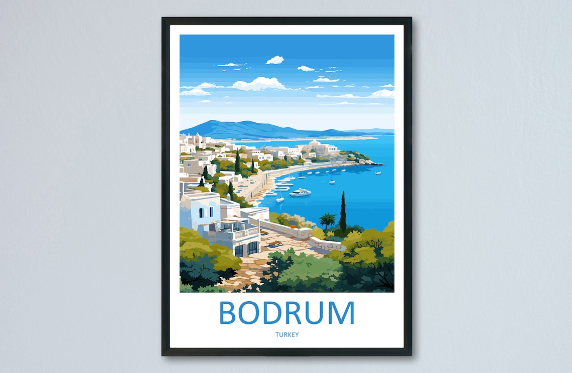 Bodrum Travel Poster, Turkey Travel Art Print
