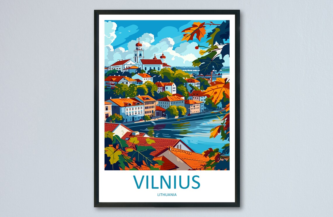 Vilnius Travel Poster, Europe Wall Art Print