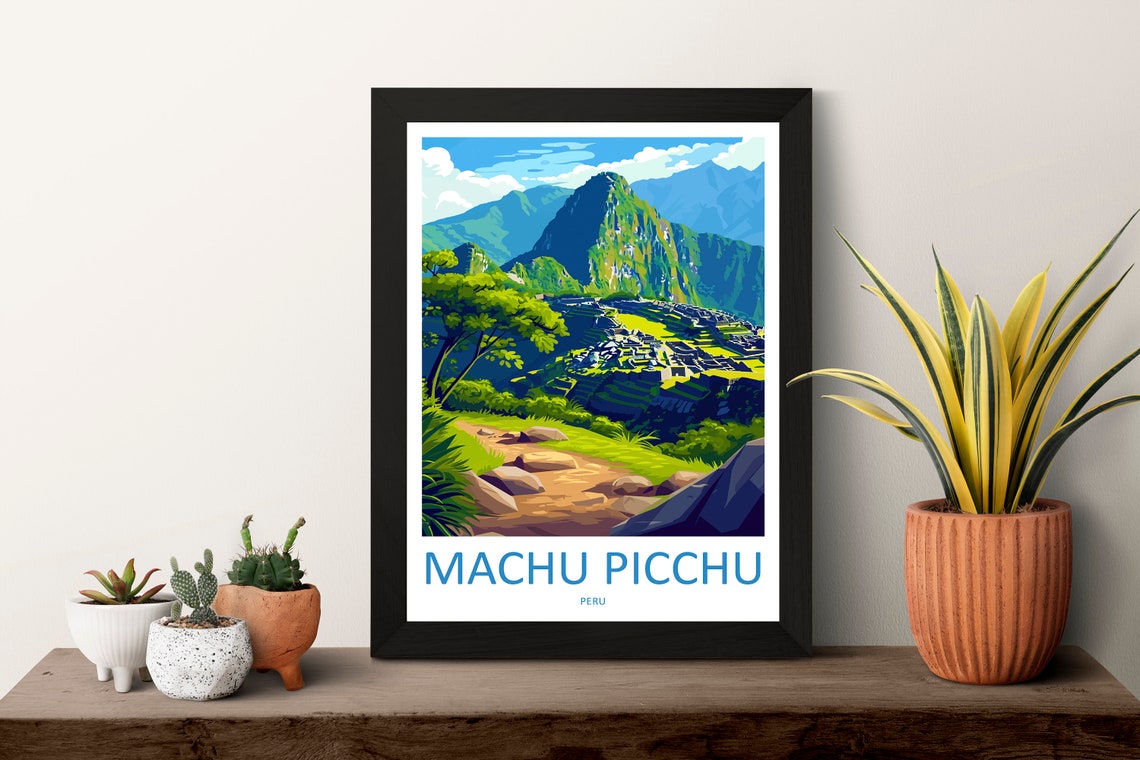 Machu Picchu Peru Inca Ruins Retro Illustration Travel Poster - Image 3
