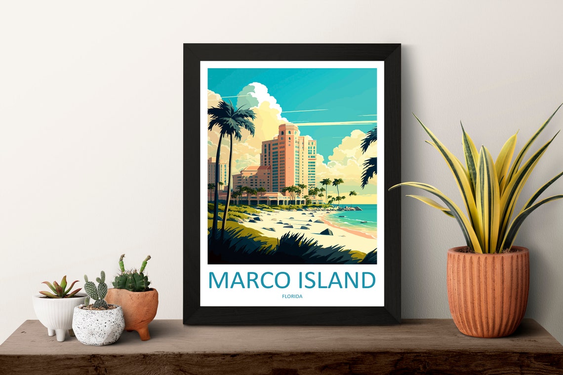 Marco Island Florida Beach Resort Palms Gulf Coast Travel Poster - Image 3