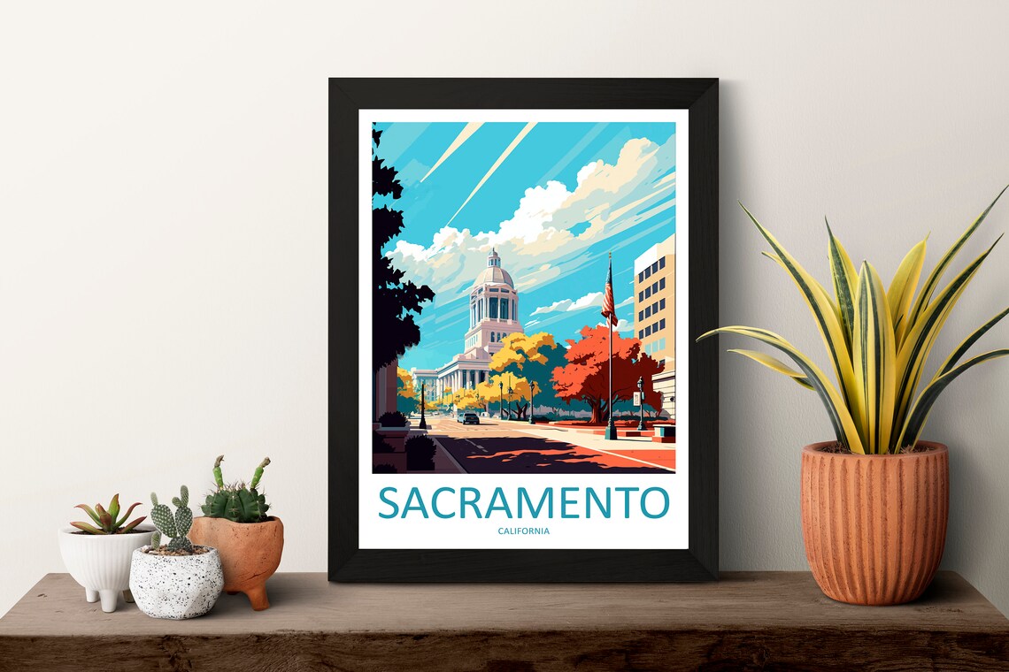 Sacramento Travel Print Wall Art Sacramento Wall Hanging Home Dcor Sacramento Gift Art Lovers California Art Poster Sacramento Wall Art - Image 3
