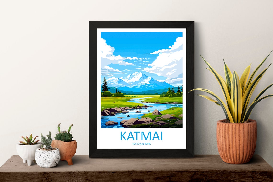 Katmai National Park Snowy Volcano Peak Wilderness Stream Poster - Image 3