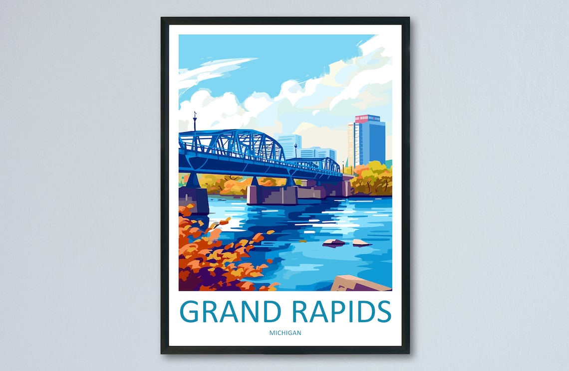 Grand Rapids Travel Poster, Michigan Wall Art Print