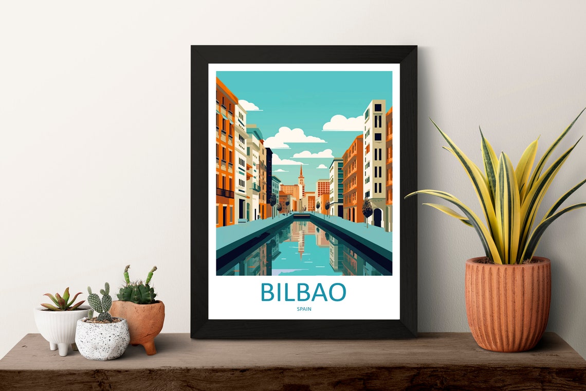 Bilbao Spain Serene Canal Street Old Town Mirror Reflection Poster - Image 3