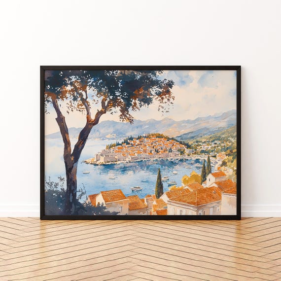 Cavtat Watercolor Poster Wall Art Hanging Home Dcor Gift Lovers Croatia