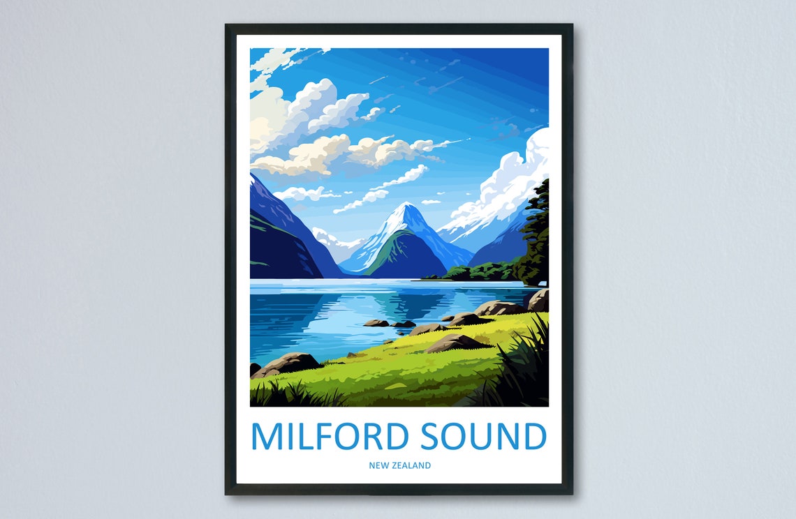 Milford Sound Travel Print Wall Art Milford Sound Wall Hanging Home Dcor Milford Sound Gift Art Lovers New Zealand Art Lover Gift