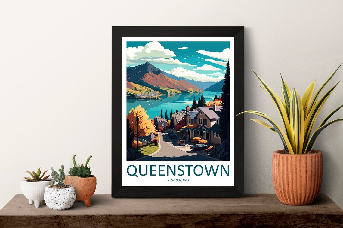 Queenstown Travel Poster, New Zealand Wall Decor - Image 3