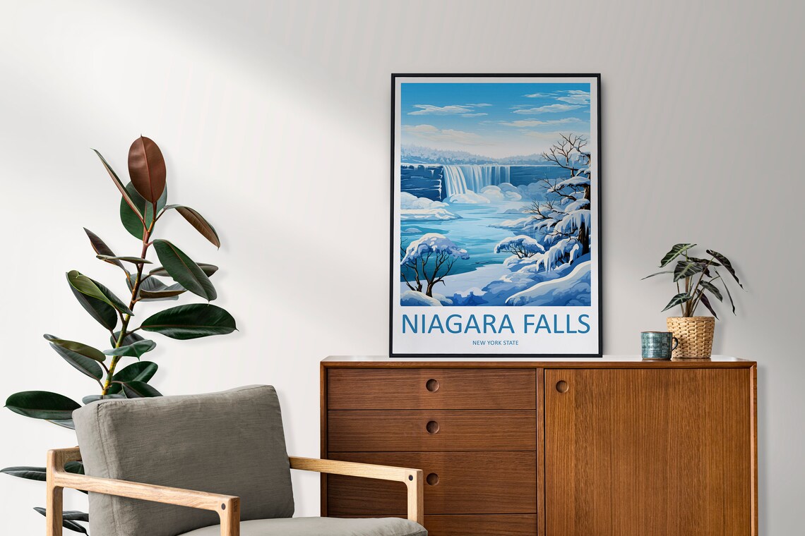 Niagara Falls Winter Snow Wonderland New York State Travel Poster - Image 2