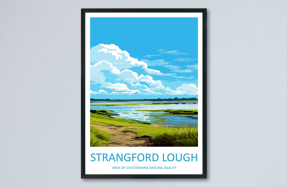 Strangford Lough Northern Ireland Calm Tidal Shore Travel Poster
